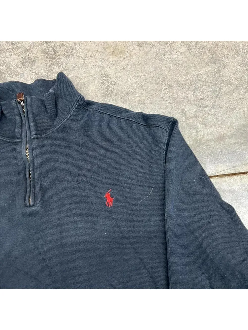vintage polo ralph lauren black and red quarter zip sweater size xl
